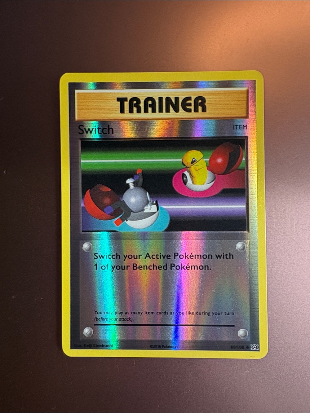 Pokemon Trainer Switch Holographic Card - Yellow Border